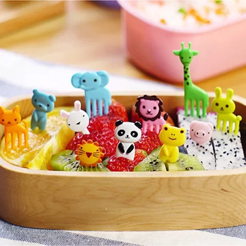 

1set Mini Cartoon Animal Farm Fruit Fork Children Snack Cake Dessert Pick Toothpick Bento Lunches Party Decoration