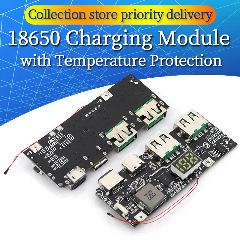 QC4.0 QC3.0 LED Dual USB 5V 4.5A 22.5W Micro/Type-C USB Mobile Power Bank 18650 Charging Module Temperature / Circuit Protection