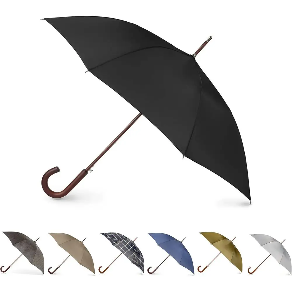 

Eco-Friendly Men's Auto Open Wooden Handle J-Shape Umbrella