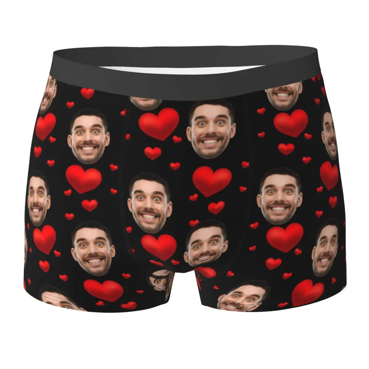 Personalized Face Photo Boxer Brief Valentine's Day Gift Underwear Quality Men Breathable Trunk Printed Large Size Underpants