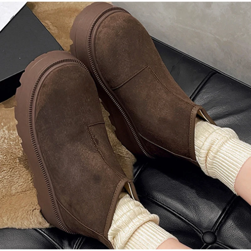 Stylish Platform Plush Ankle Boots New Thickened Simple Comfort Snow Boots Winter Retro Warm Cotton Women's Ankle Boots Shoes