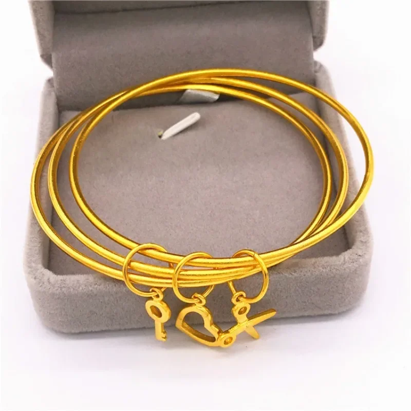 

Women's New Imitation Gold Love Bracelet Fu Zi San Sheng III Bracelet European Currency Gold plated Jewelry for a Long time