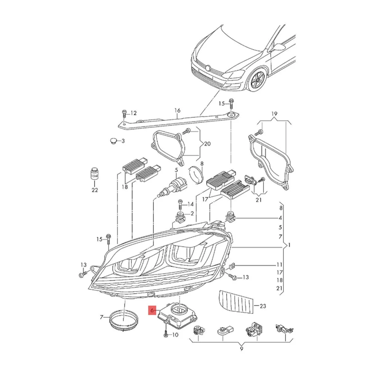 Xenon LED Head Light Lamp Ballast Control Module 5F0941472 L90005488 for VW Seat Leon ST 3RD Headlight Module 5F0941472B