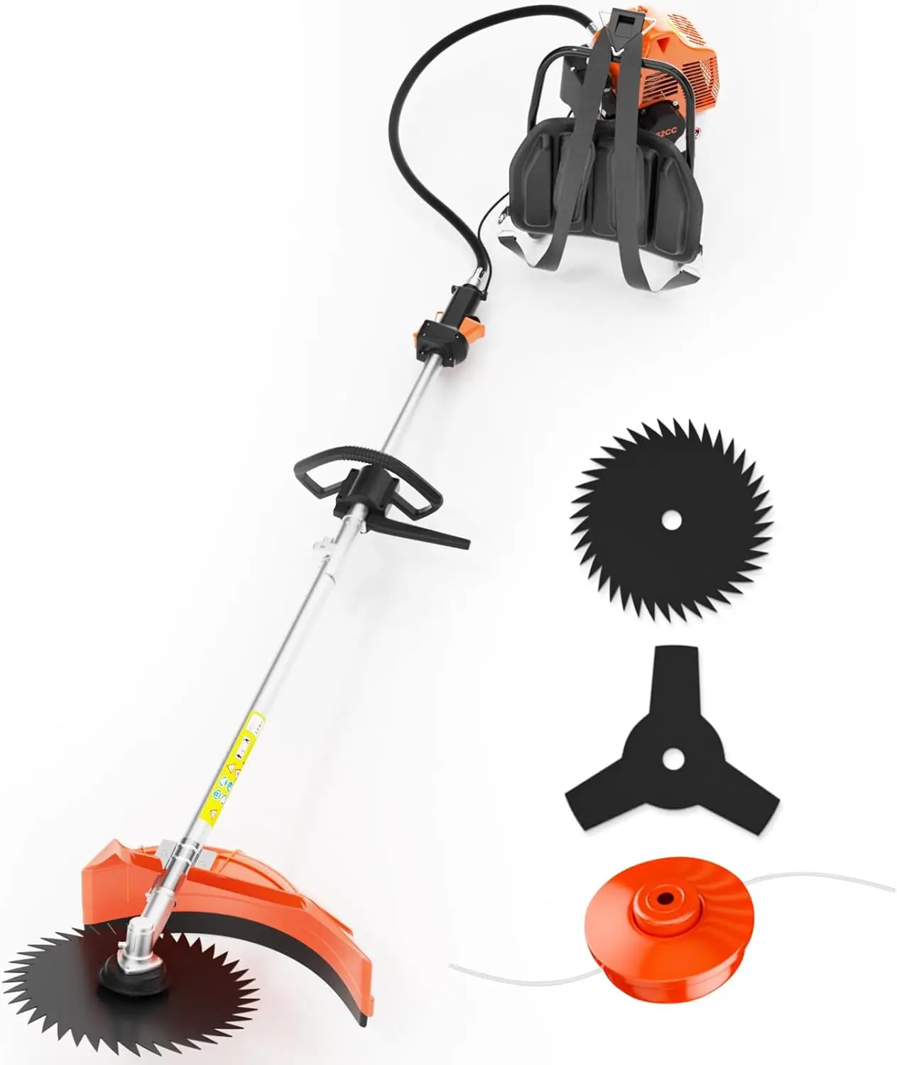 

Weed Wacker Gas Powered, 2-Stroke 3 in 1 Gas Brush Cutter with Rubber Handle & Shoulder Strap,Gas Weed Eater Trimmer for Yard, G