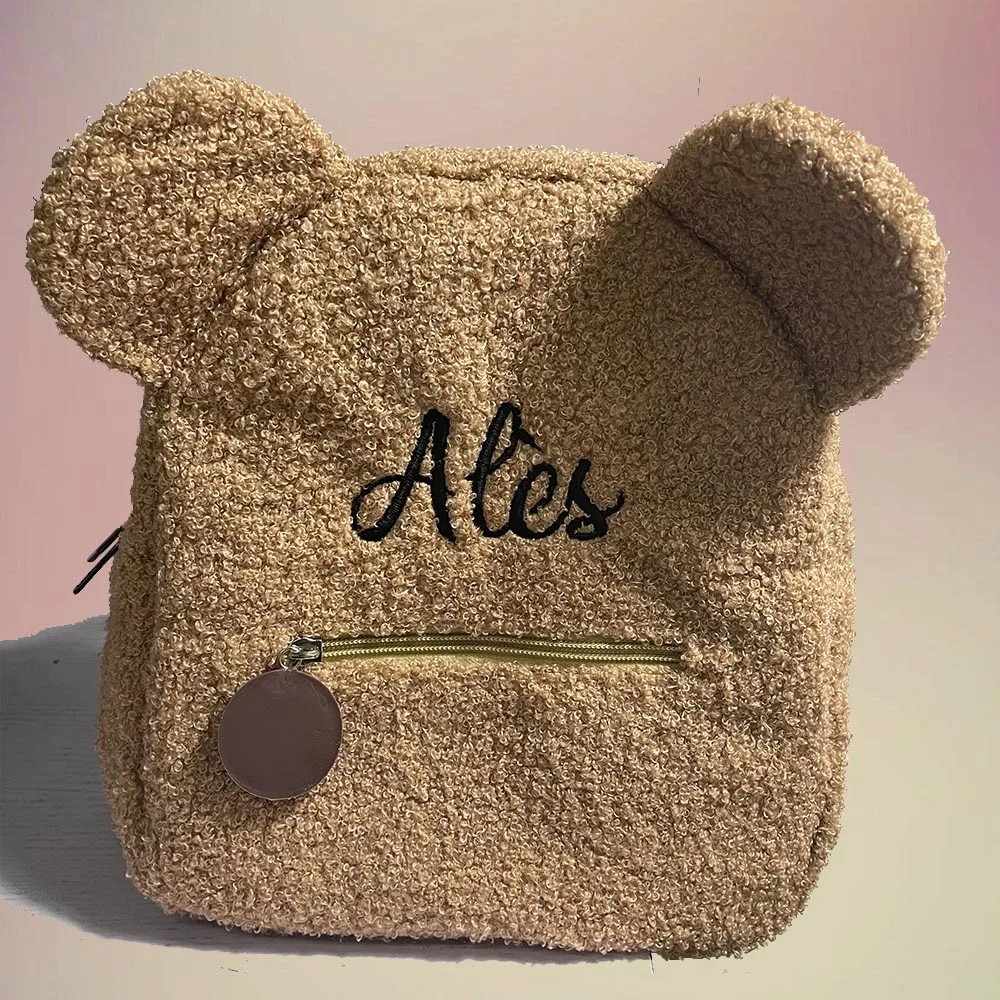 Personalised Name Initial Backpack with Custom NAME Portable Mini Children Travel Shopping Rucksacks Bear Shaped Shoulder Bags