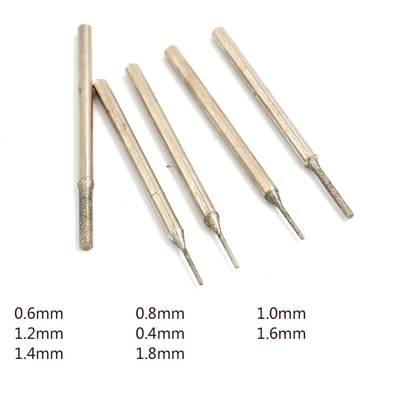 5Pcs 0.4-1.8mm Lapidary Diamond Drill Bits Coated Small Carving Burrs Micro Masonry Drilling Jewelry Tools for Gem Stone Marble