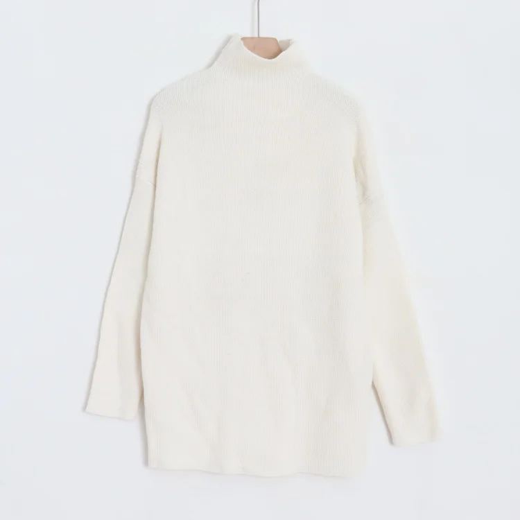 

Осень-зима женский свитер Crew Ne Long Sve теплый свободный крой однотонный трикотаж средней длины