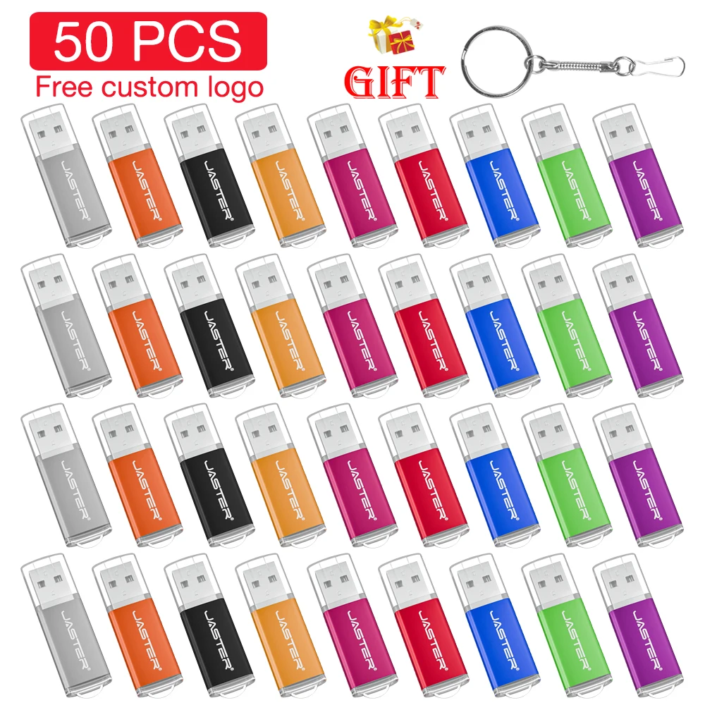 

50 шт. Lote USB-флешка с памятью, бесплатный индивидуальный логотип, ручка-накопитель, устройство для хранения Pendrive 128 ГБ, 64 ГБ, 32 ГБ, мини-металлическая оптовая продажа