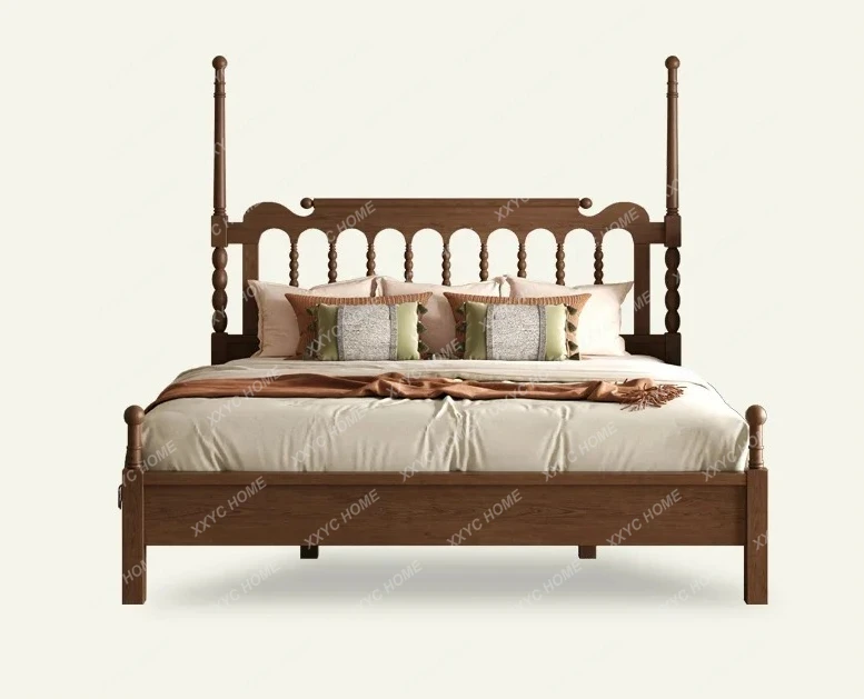 solid wood bed  retro medieval ash wood walnut custom bed