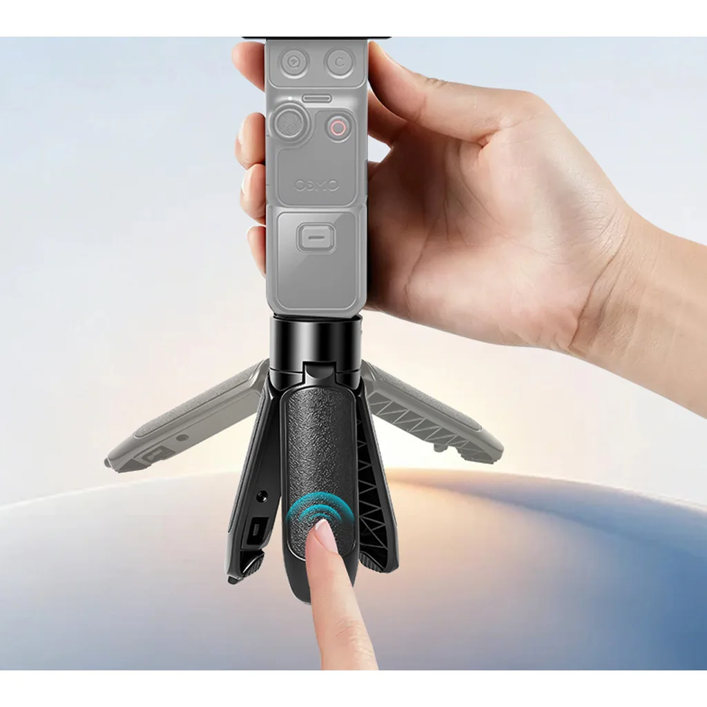 One‑Touch Quick‑Open Mini Tripod 2‑in‑1 Hand Grip Desktop Stand 1/4 Screw For DJI Pocket 4 Pro/4/3 Insta360 GoPro Vlog Shooting