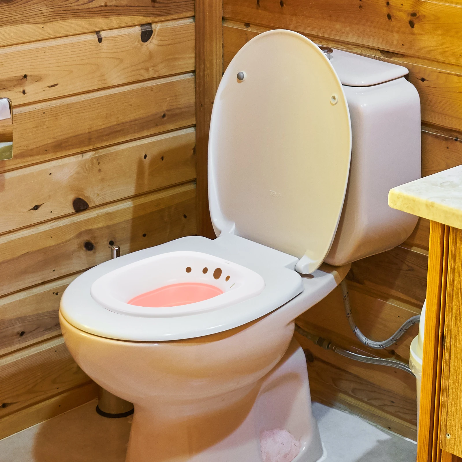 

1 Set Sitz Bath Basin Pink Portable Durable Women Private Parts Wash Basin Postoperative Care Postpartum Bidet Toilet Soaking