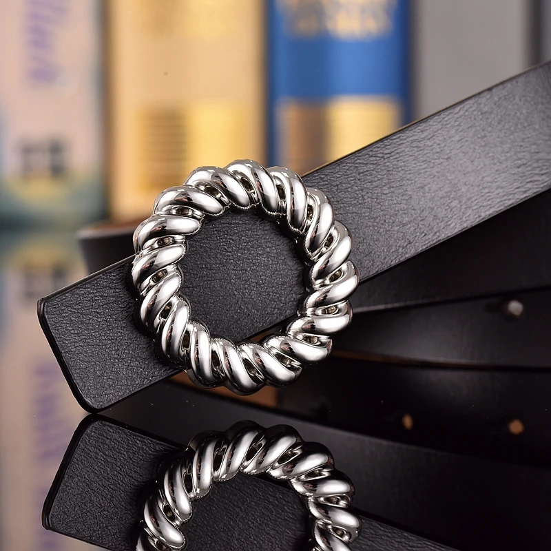 Women's leather belt, cowhide fashion, Korean version, cross-border belt, girls' Tiktok, simple cowhide, smooth buckle, belt, ne