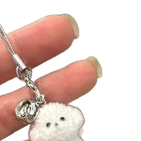 

1Pcs Flocked Resin Dog Puppy Keychain 3D Little Plush Animal Pendant Backpack Car Keyrings Charms Hangs