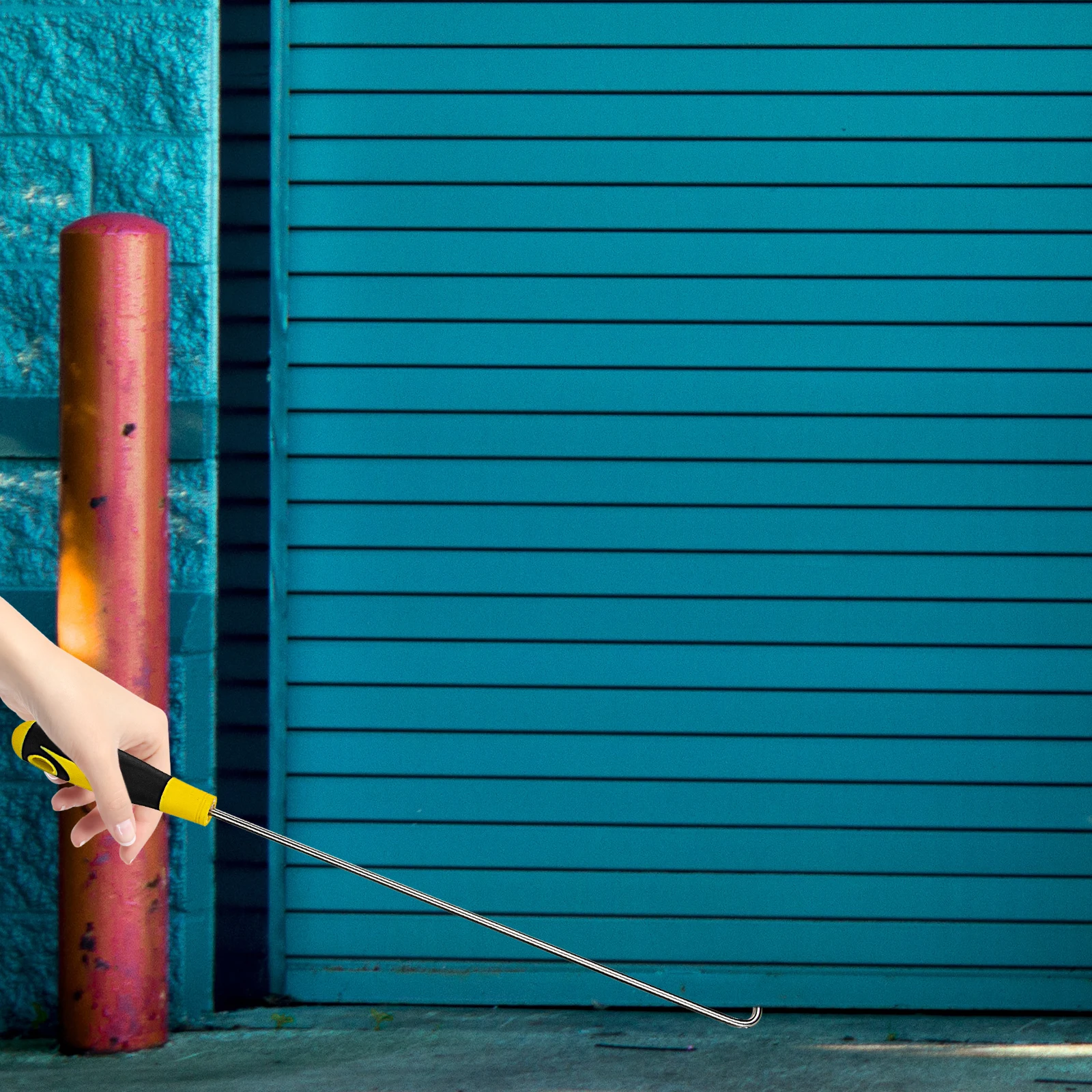 

Rolling Door Hook Heavy Duty Rubber Handle Sliding Door Lifter Steel Manhole Cover Lifting Tool For Home Use