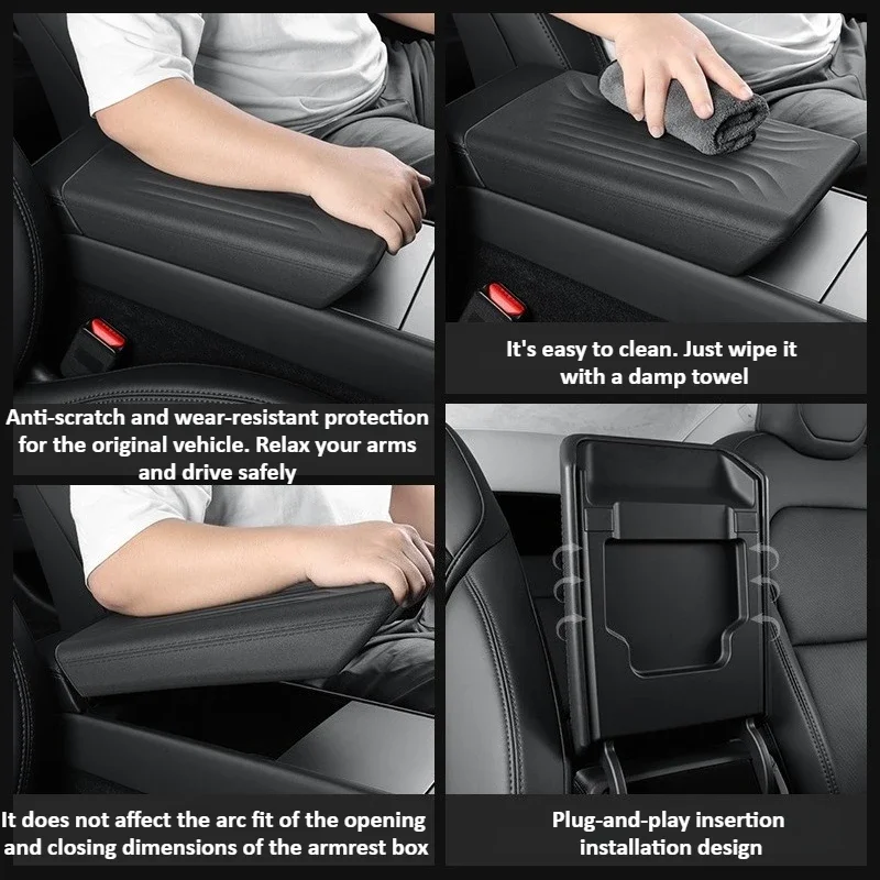 

Handrail Box Protective Cover for Tesla Model Y Juniper 2025 Car Accessories TPE Armrest Box Cover Interior Modification Black