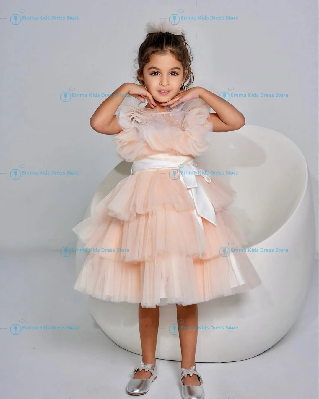 

Custom Luxury Lace Flower Girl Dress Princess Wedding Baby Girl Birthday and First Communion Dress