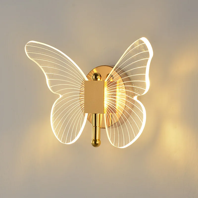 Lustre LED Wall Light Fixture Butterfly Sconces For Ceiling Kitchen Bedside Living Room Decor Nordic Acrylic Wall Lamp Ac220V