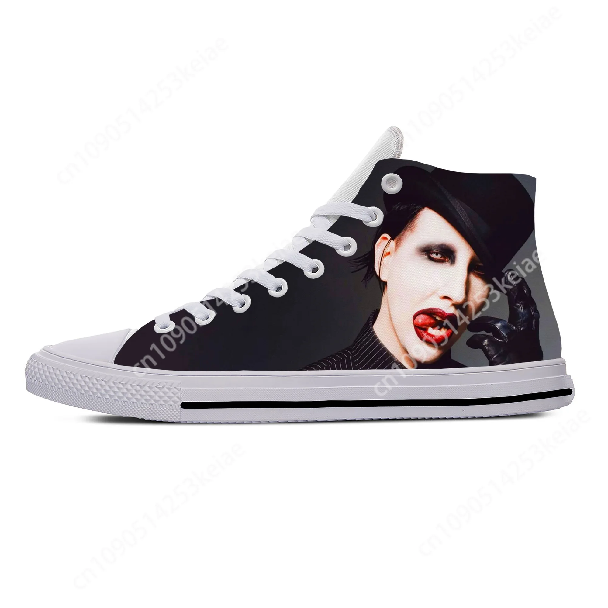 Rock Band Music Singer Marilyn Manson Cool Funny Casual Cloth Shoes High Top Lightweight Breathable 3D Print Men Women Sneakers