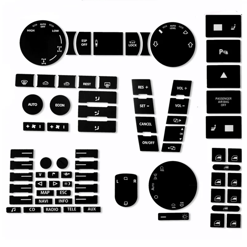 Car Interior Stickers Radio Climate Control Button Repair Decals Stickers For VW For VOLKSWAGEN Touareg 2005 2009