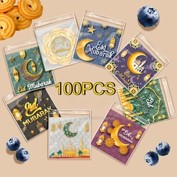 100Pcs Ramadan Transparent Cookie Bags Candy Baking Packaging Bag 2026 EID Mubarak Gift Decor Muslim Islamic Party Supplies