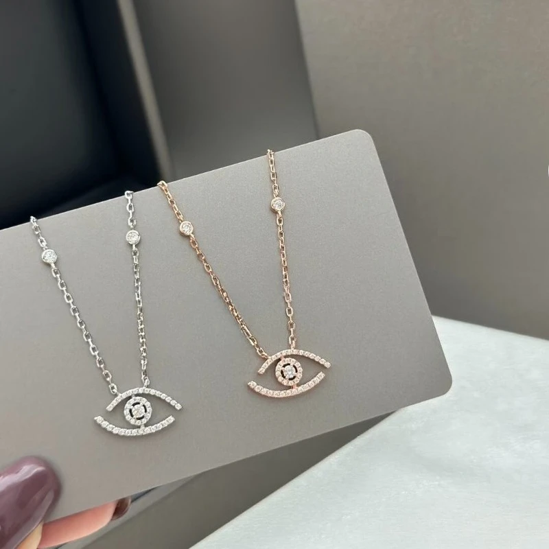 Long Hollow Oval Pendant Necklace with Three Moving CZ Stones, Paved Cubic Zirconia Alloy Necklace, Modern Minimalist Jewelry for Women, Great for Daily, Office, Dating and Cocktail Party Wear