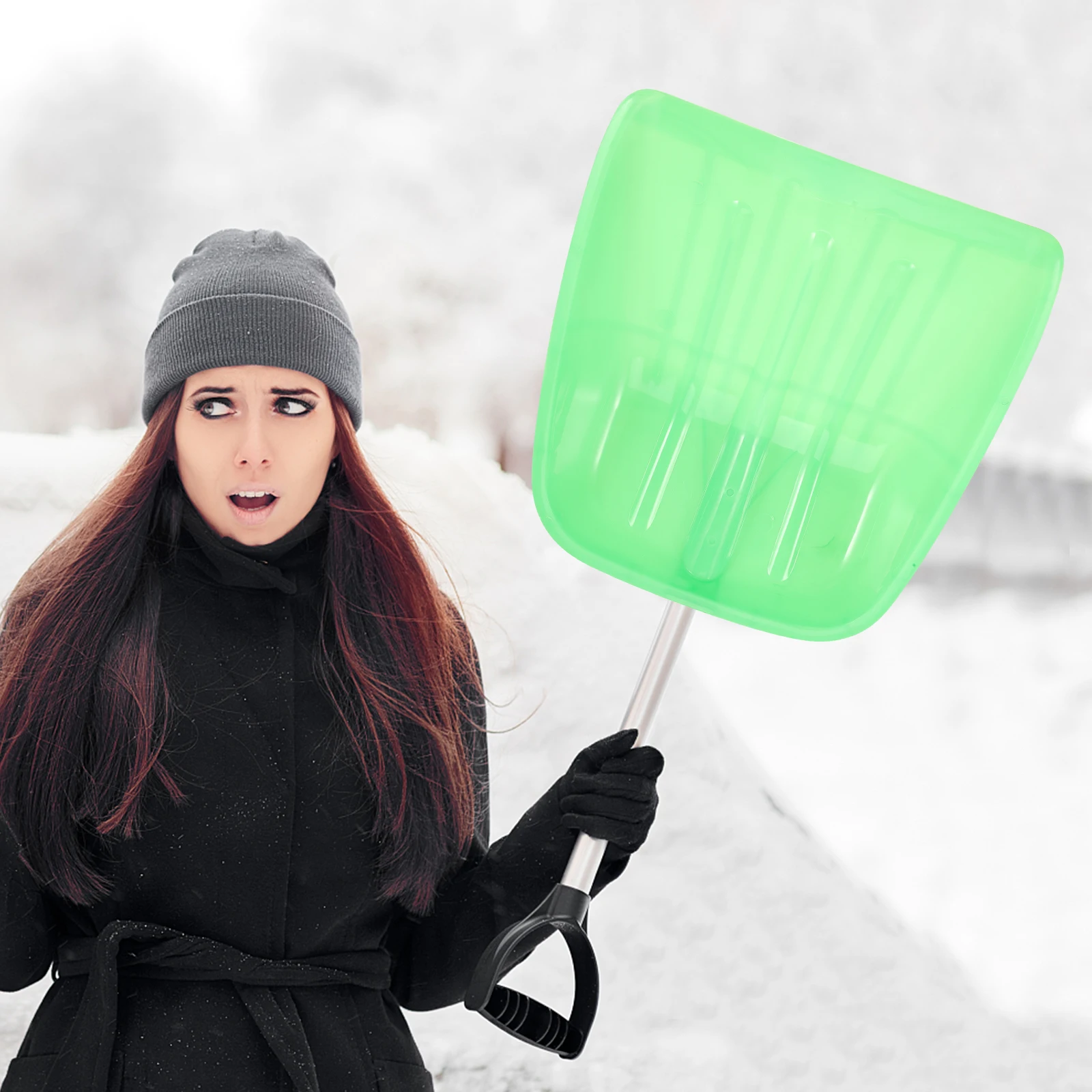 Head Replaceable Durable Ice Snow Shovel Outdoor Snow Removal Tool For Driveway Farm Feeding Portable Plastic Shovel Attachment