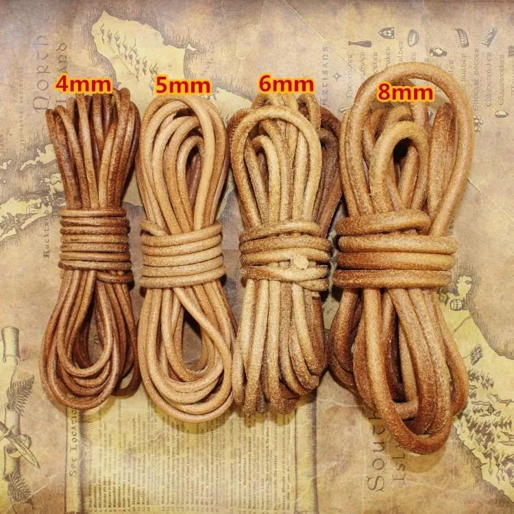5m Vegetable tanned leather original natural color round retro leather rope first layer cowhide leather strip DIY accessories