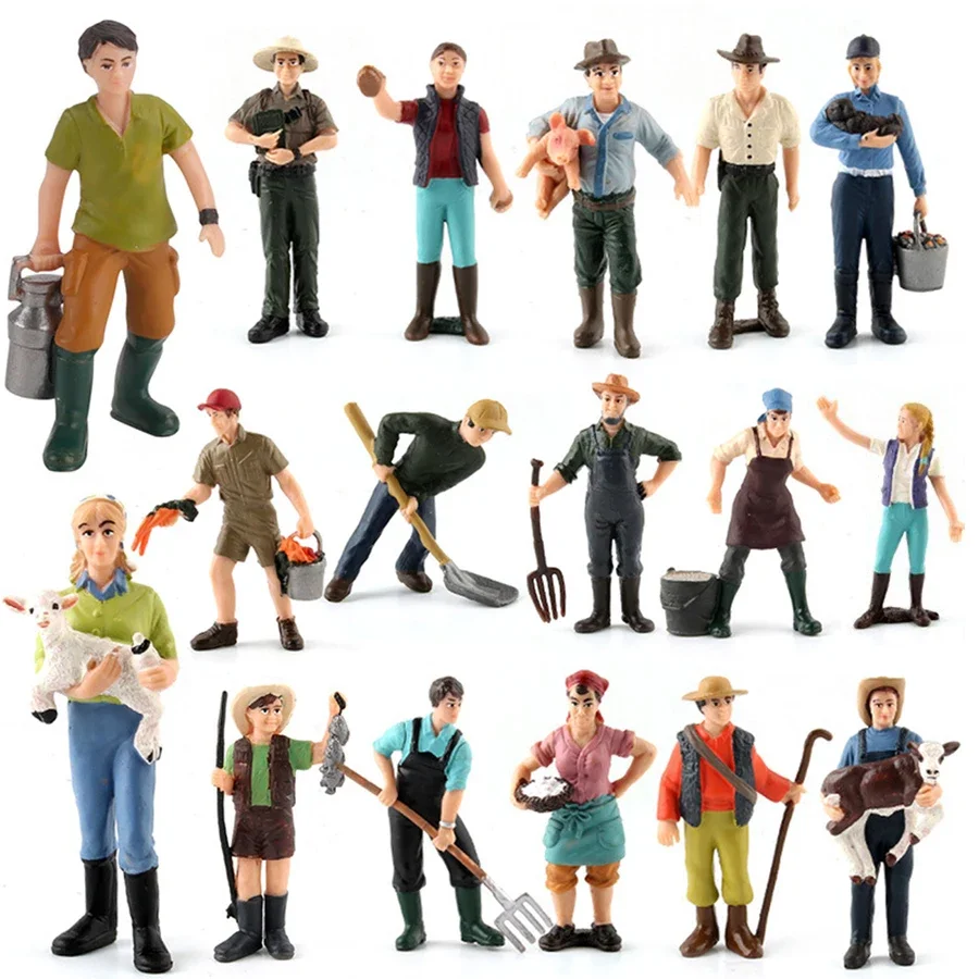 People Figures Blue collar Husbandman Female Farmer Diver Chef Lawyer Milker Postman Character Model Action Figure Toys for Kids