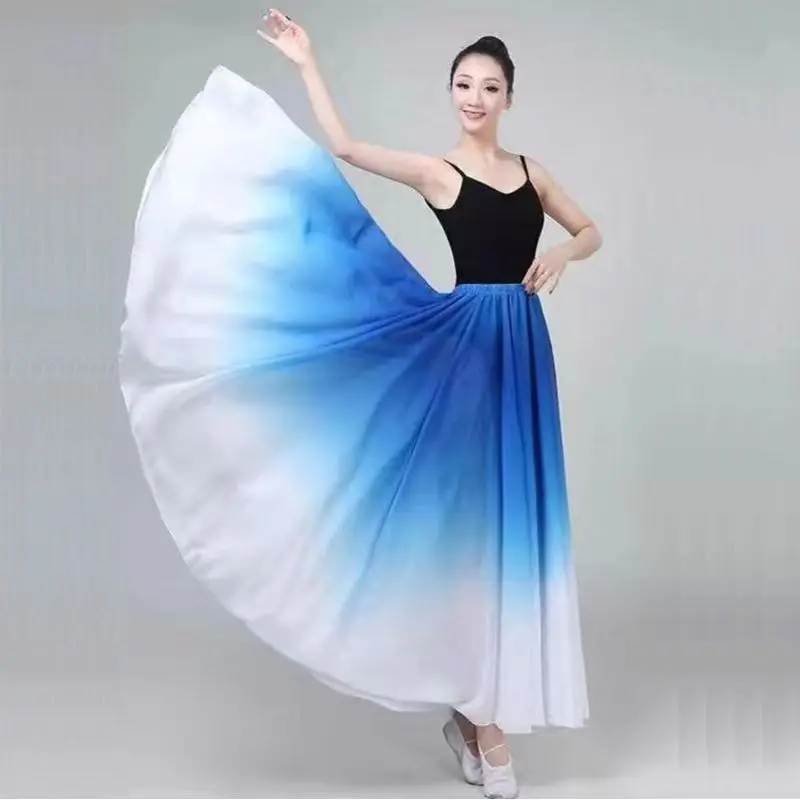 Kostium do tańca flamenco hiszpańskiego z gradientem kolorów 540/720 stopni, elegancka, super bajkowa spódnica, damski strój do występów scenicznych, kostium do tańca klasycznego.