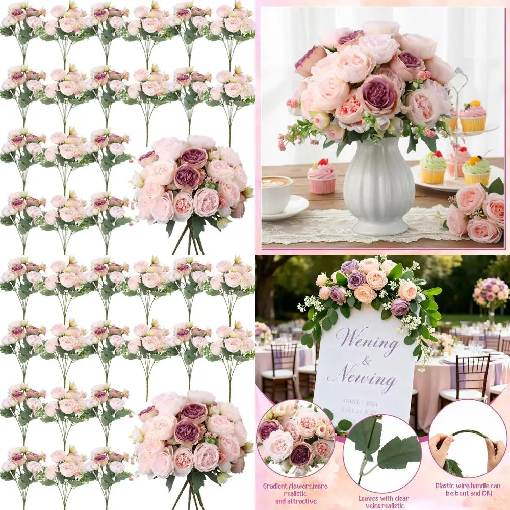 

Artificial Peony Bouquets in Dusty Rose & Champagne Pink for Weddings and Party Table Decor