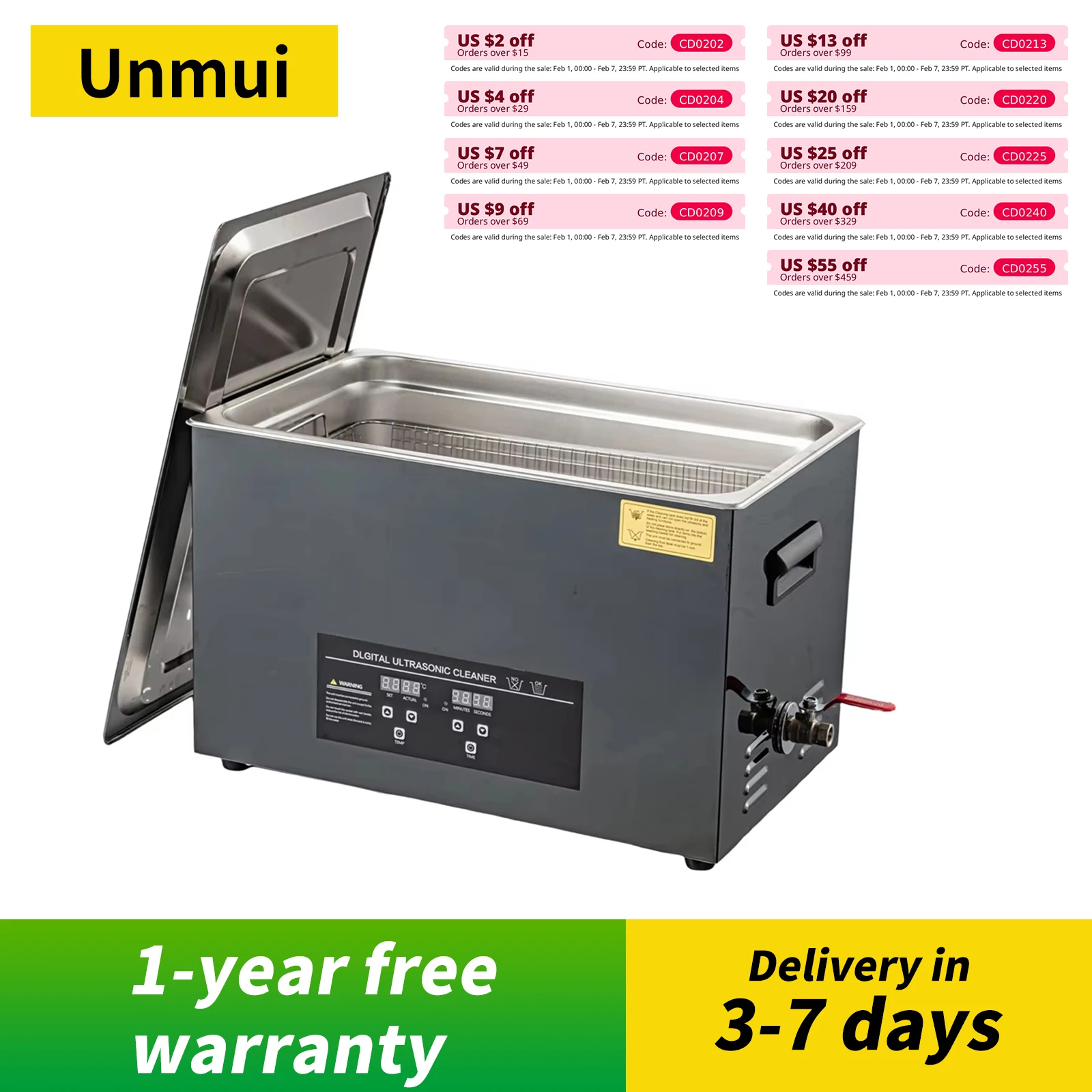 Nettoyeur ultrasonique 2L/3L/6L/10L/15L/30L, chauffage numérique, Machine de nettoyage par ultrasons en acier inoxydable, 40KHZ, appareil ménager