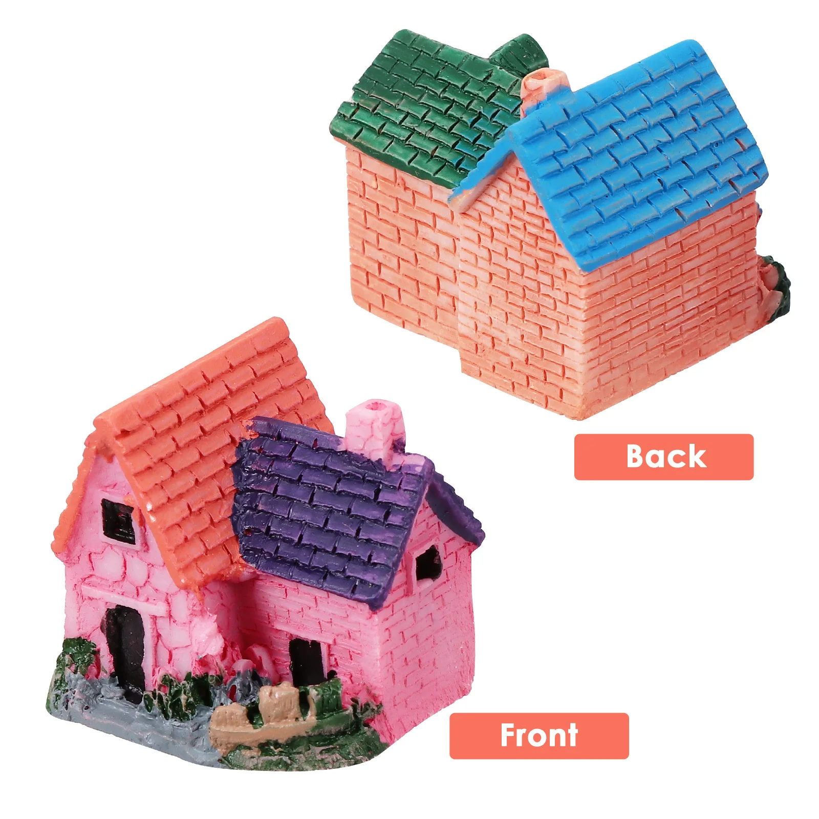 

10Pcs Resin Miniature House Decorations Bright Color Durable Micro Landscape Adornments for Fairy Garden Desktop Succulent