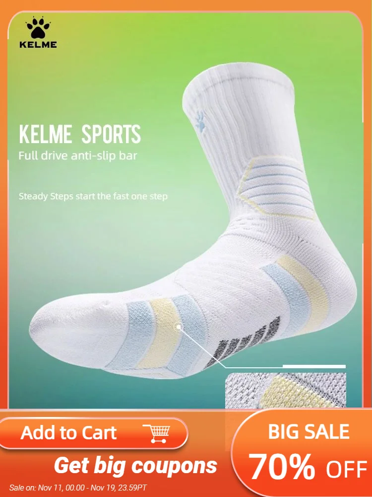 

KELME Basketball Socks Men's Fall and Winter Long Thickened Towel Bottom Professional Real Elite Basketball Sports Socks
