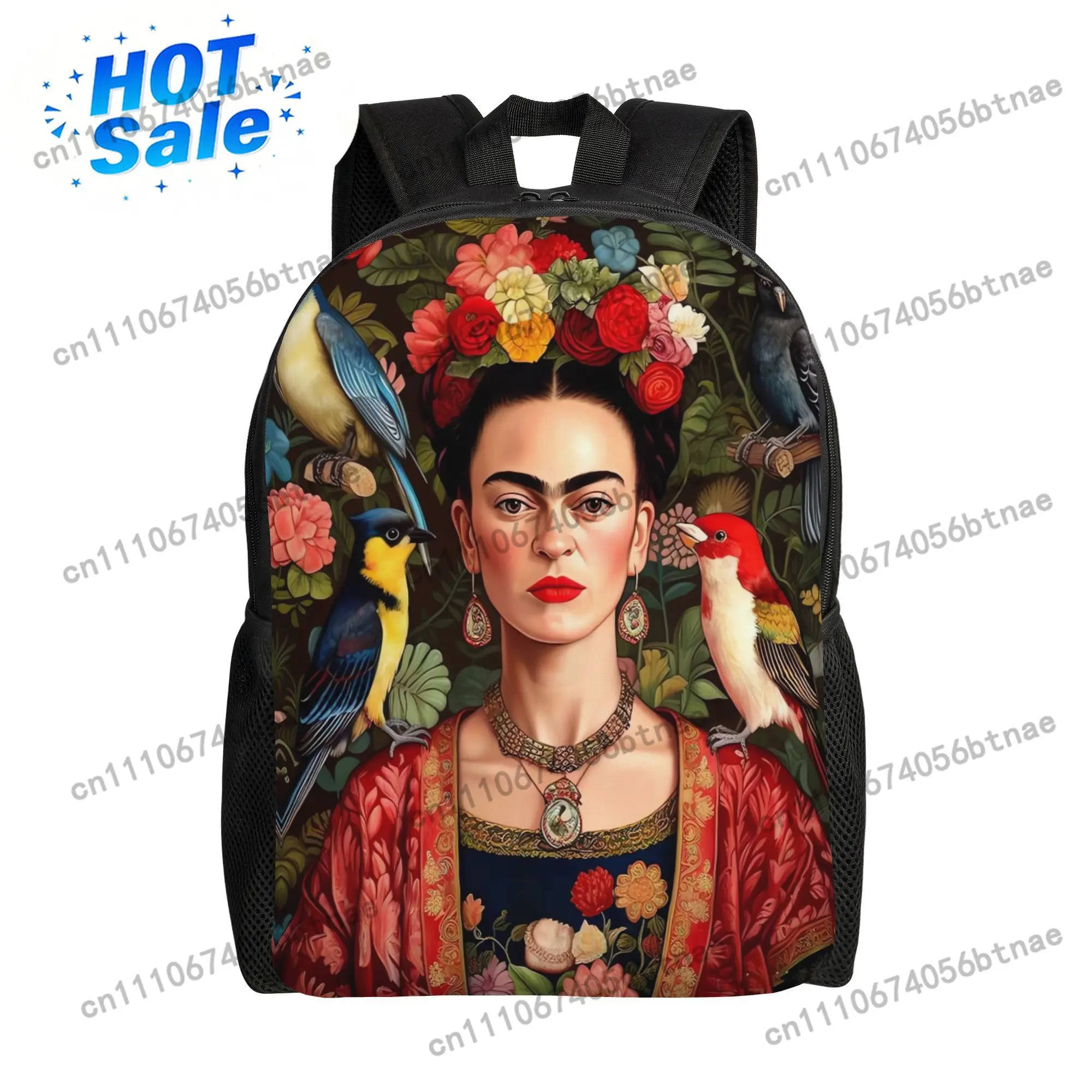 F-Frida K-Kahlo Flower Print Backpack  Aesthetic Backpacks Girl Workout Print School Bags Custom Rucksack