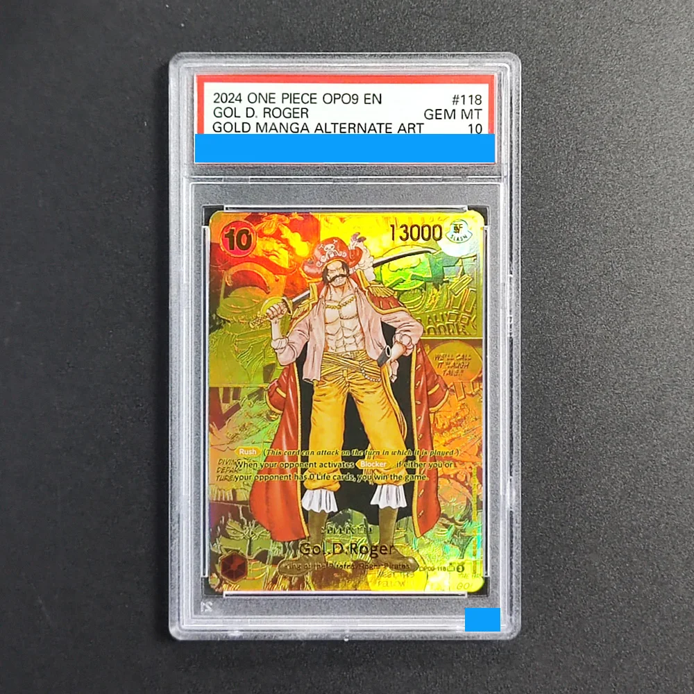 

Proxy DIY 2024 ONE PIECE OPO9 EN GOL D. ROGER 118 Rating Card 10 Special Art Rare Gem Mt 10 Card Holographic Labels Gift Cards