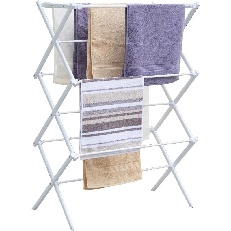 3 Tiers Foldable Clothes Drying Rack, Vertical Laundry Rack Portable and Collapsible for Storage Indoor Outdoor, White