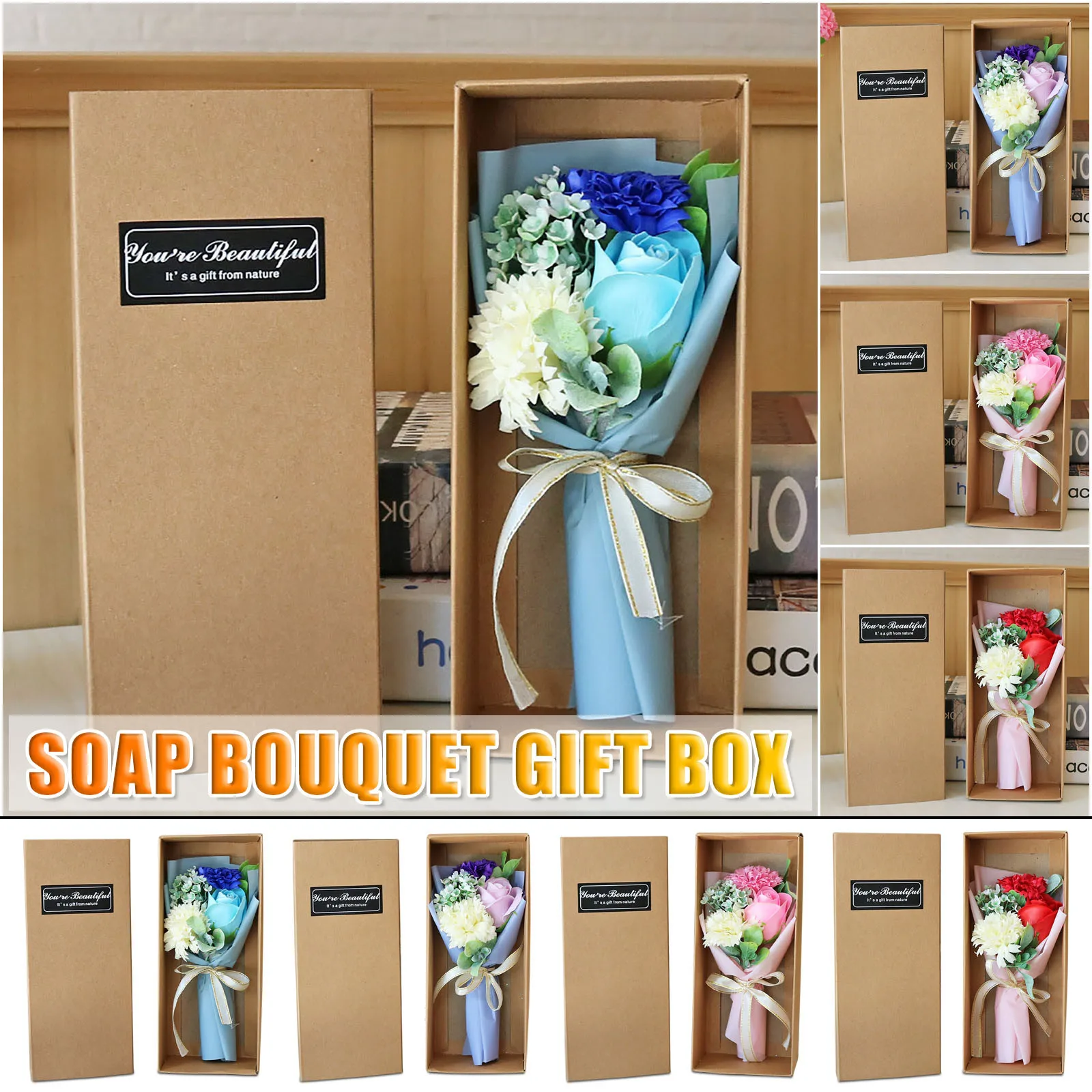 Mother'S Day Gift 3 Roses Soap Flower Carnation Bunch Gift Box Home Decoration Accessories DecoraçãO Party Decoration декор для