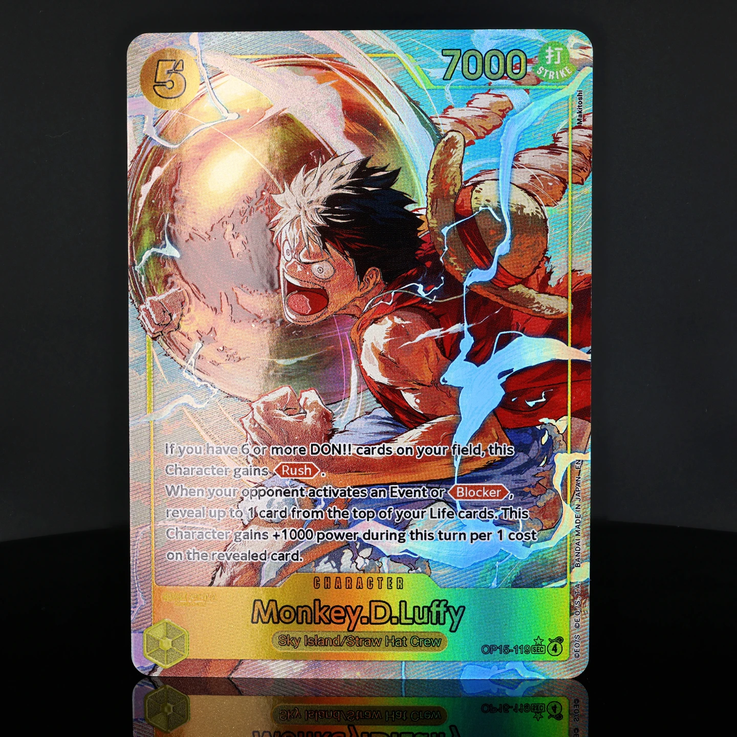 

Набор из 4 карт OP15-119 Луффи One Piece TCG OPCG, английский игровой набор SEC, 5-уровневая желтая текстурированная фольгированная карта Луффи, коллекционные аниме-карты