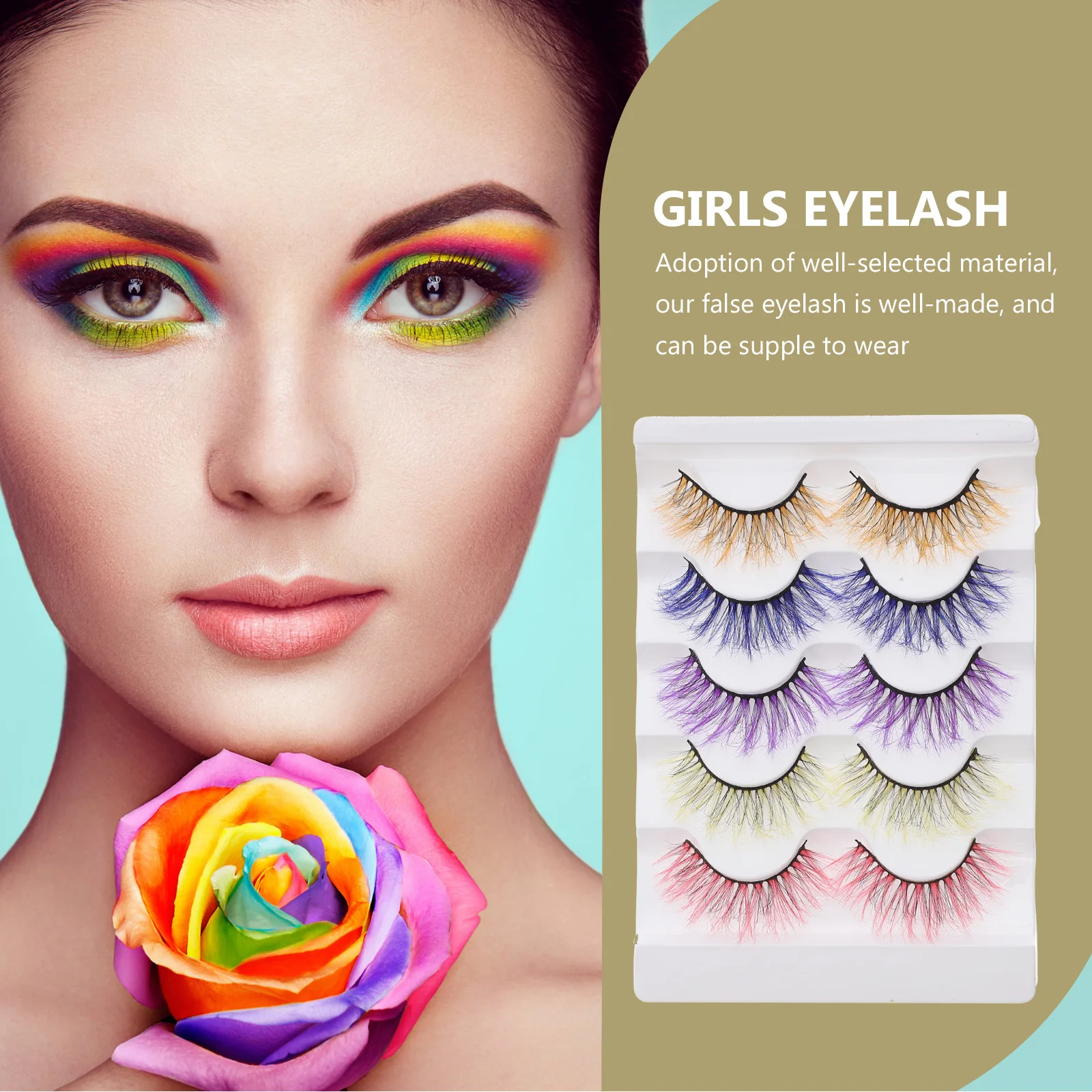 5 قطع رموش مبالغ فيها، أزياء نسائية قابلة لإعادة الاستخدام وخفيفة الوزن وسهلة الإزالة مع مزيل المكياج للارتداء اليومي أو الأزياء التنكرية #5