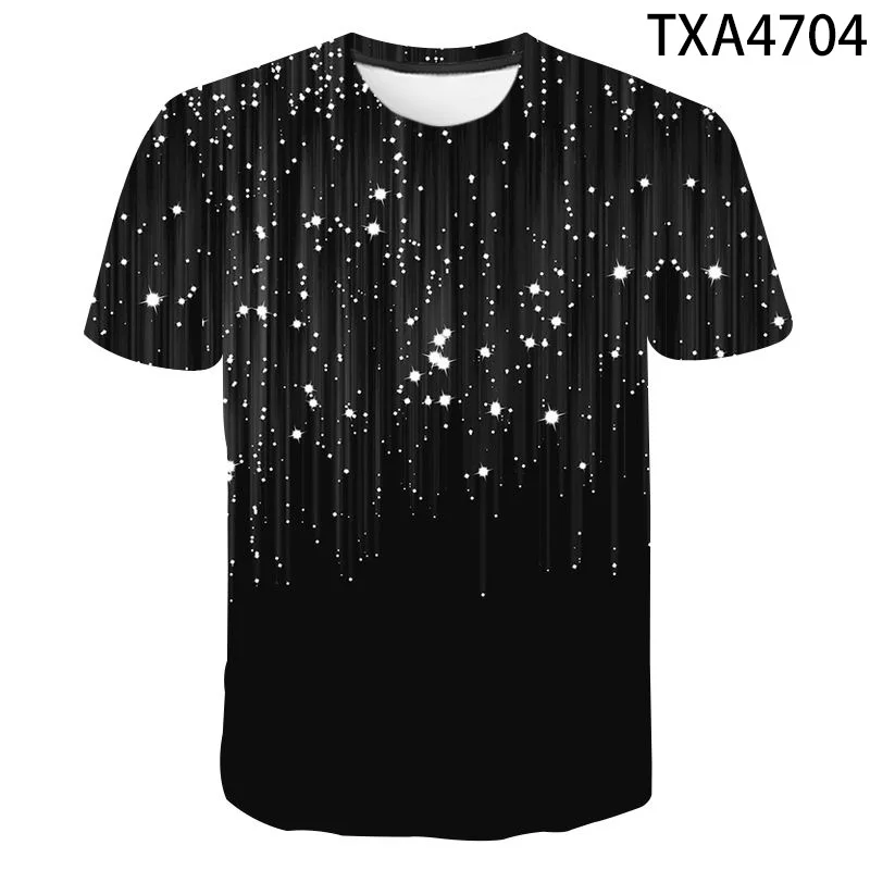 New 3d Custom Printed Meteor Shower Pattern T-shirt For Street Fashion Men's Handsome Casual Sports Breathable Short Sleeve