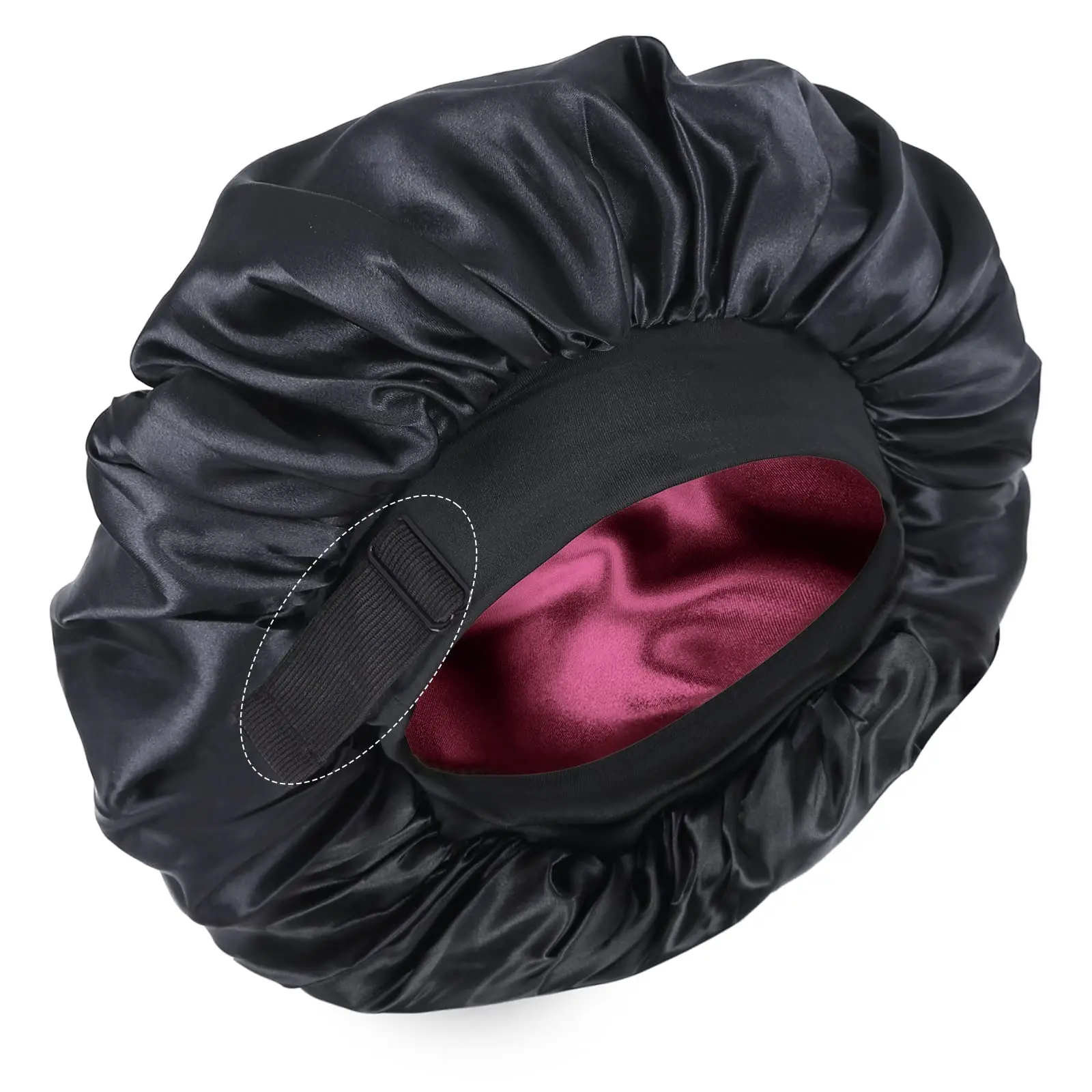 Double Layer Satin Hair Bonnet with Eye Mask Sleep Cap for Curly Natural Hair Double Layer Satin Silk Sleep Bonnet - For Curly, Natural  main image 4