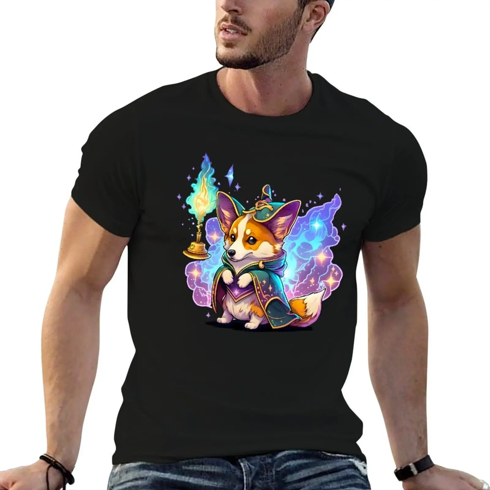 Corgi Mage DND Mage DND Corgi T-Shirt anime t shirts for man t shirt man designer cotton t shirt pack T-shirt