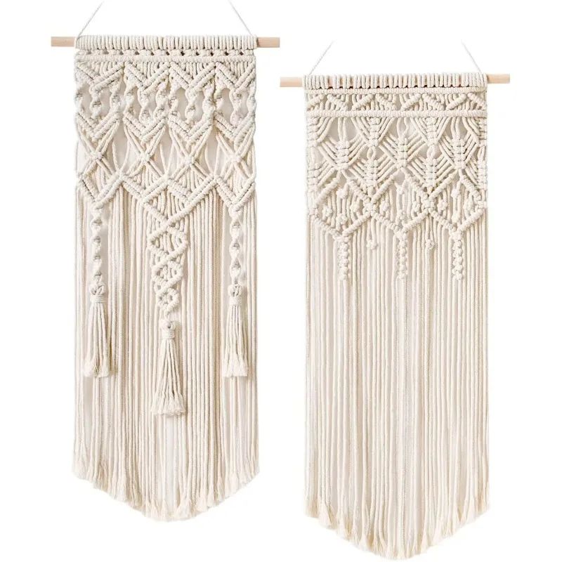 

2 pcs Macrame Woven Wall Hanging Bohemian Geometric Art Decoration Home Decoration