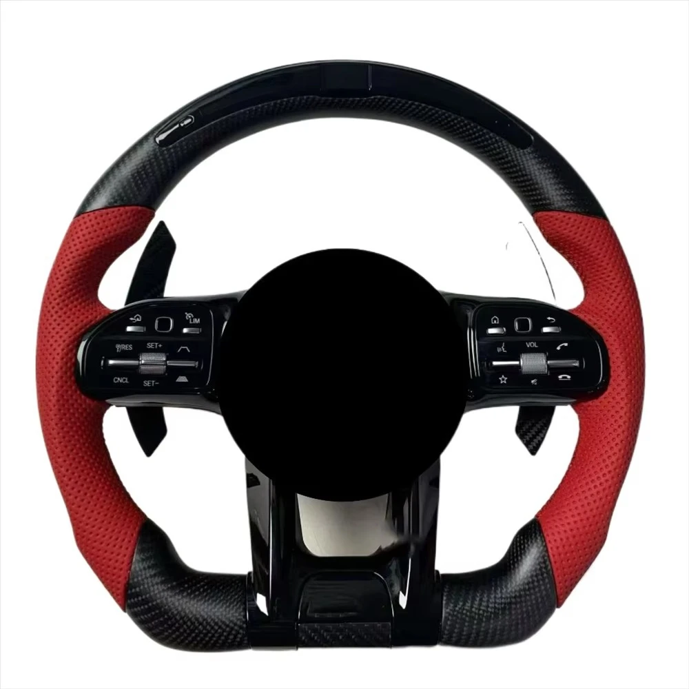 3 Yoke Steering Wheel - Real Carbon Fiber Customized Sports Design with White/Black Leather Upgrade