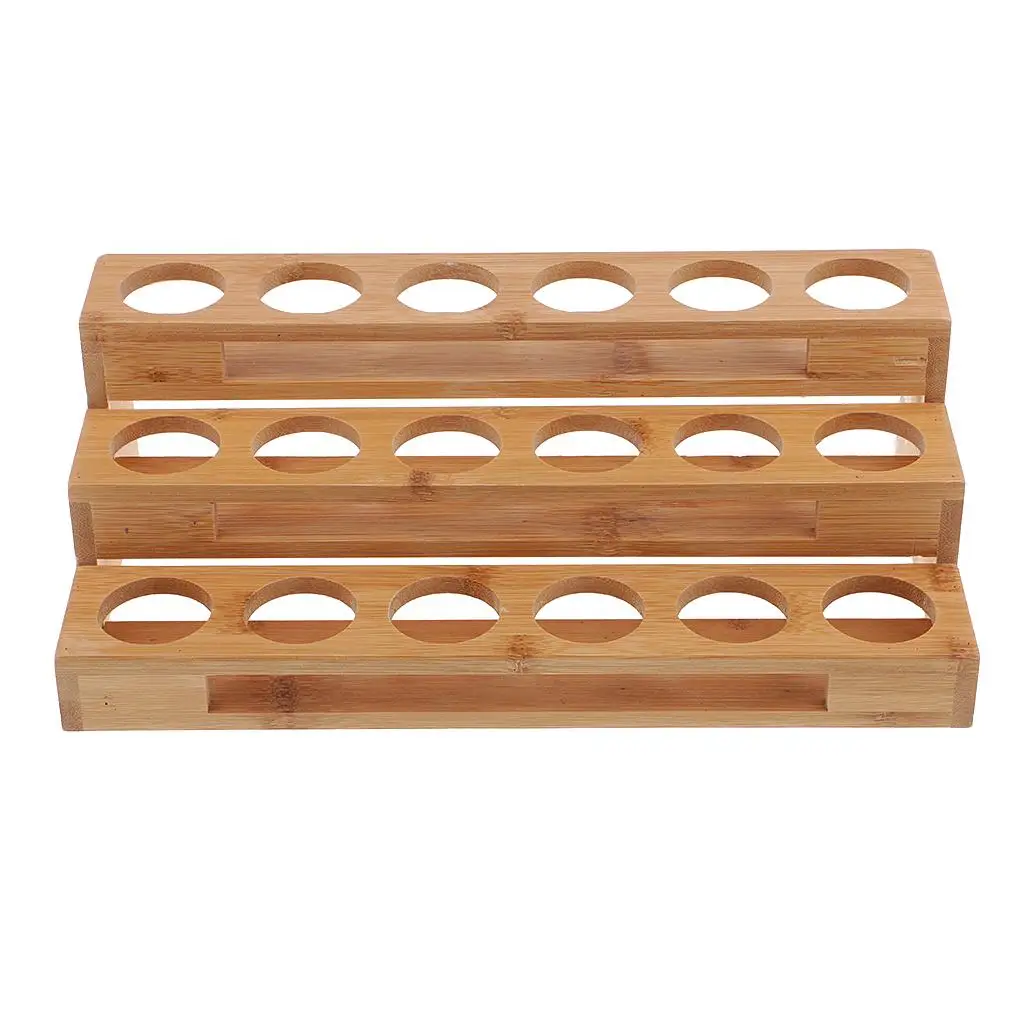 18-Slot Oil Storage Wood Rack Essential Container Organizer Case