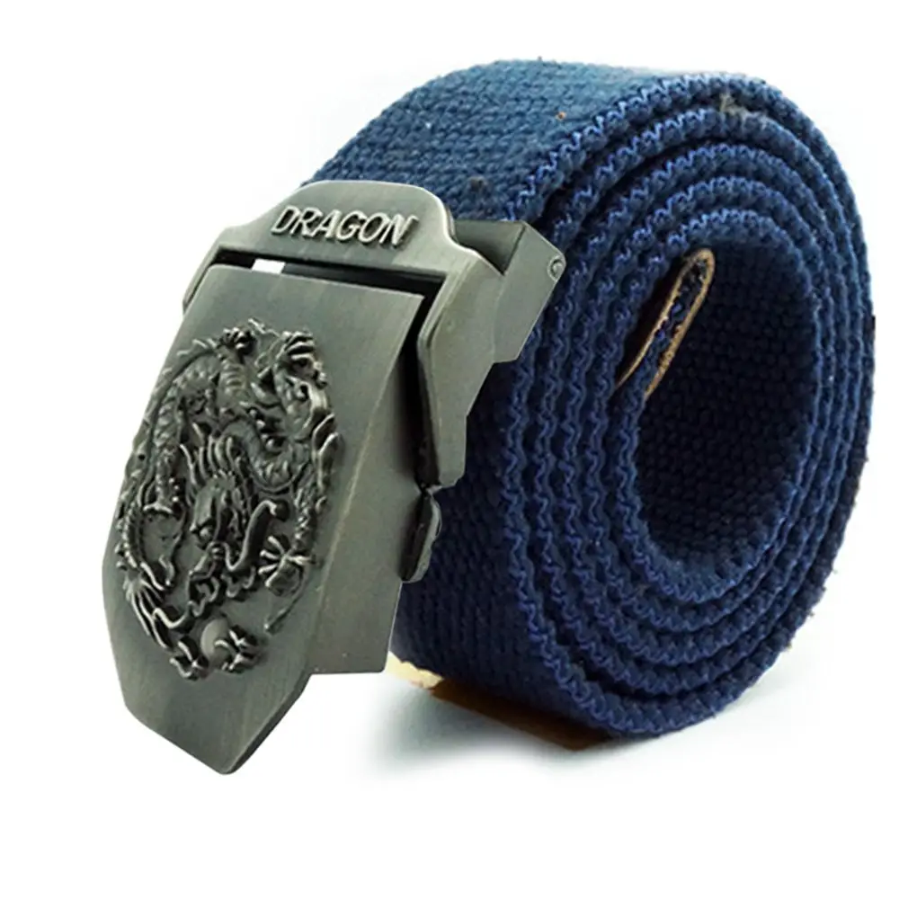 Mannen En Vrouwen Dikker Canvas Sterke Automatische Drakengesp Militaire Riem Casual Tailleband