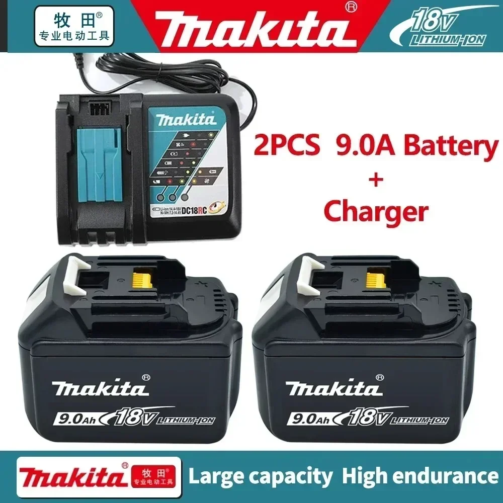 Batterie Lithium-Ion Rechargeable Makita 18V 9,0 Ah avec indicateur pour outils électriques Compatible avec BL1830 BL1840 BL1850