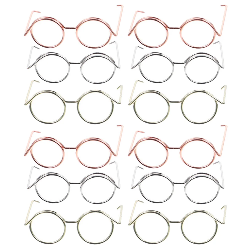 

12 Pcs Glasses Mini for Dolls Eyeglasses Sunglasses Gnomes Dress up Clothing Accessories Black