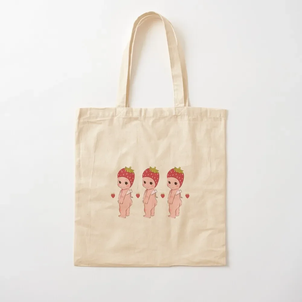 Three Strawberry Cherubs Strawberry Sonny Angel Inspired Tote Bag tote men custom hand