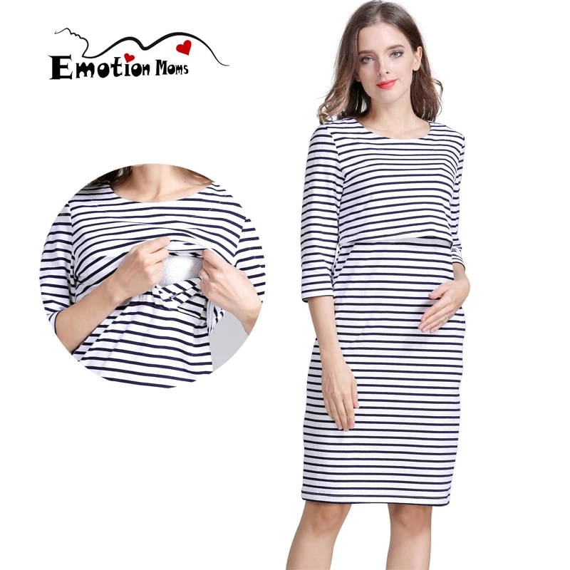 

Платье для кормления, платье для беременных, летнее и весеннее платье для кормления грудью, хлопковое полосатое платье для кормления грудью для женщин после родов
